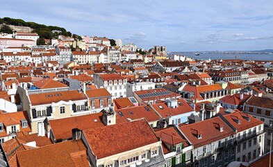 Fototapeta na wymiar Aerial of Lisbon, Portugal's Red Rooftops