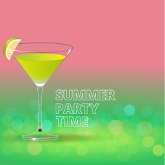 Clean Realistic Alcoholic Cocktail Vector illustration for Party in the club.