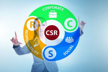 Concept of CSR - corporate social responsibility with businesswo