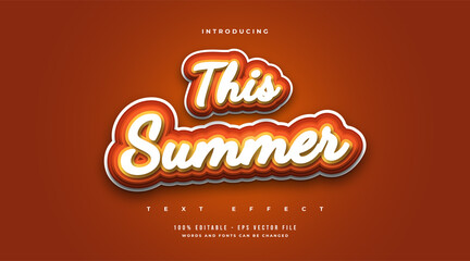 This Summer Text in Vintage and Cartoon Style. Editable Text Style Effect