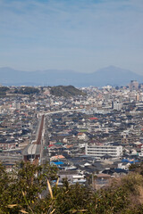 Naklejka premium 谷山慈眼寺の谷山神社から見る鹿児島市谷山の市街地 