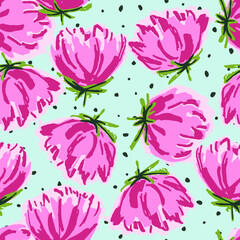 Pink Lotus Marker Vector Seamless Pattern. Rose