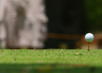 Pelota de golf lista para ser golpeada