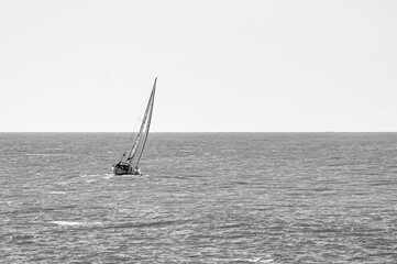 Sailing boat on the ocean