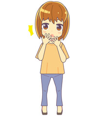 驚いている表情の女性のイラスト素材