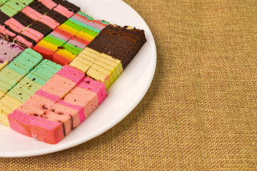 Malaysian traditional food called as Kek Lapis Sarawak or Sarawak Layered