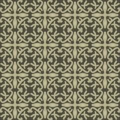 green brown olive mandala art seamless pattern floral creative design background vector illustration