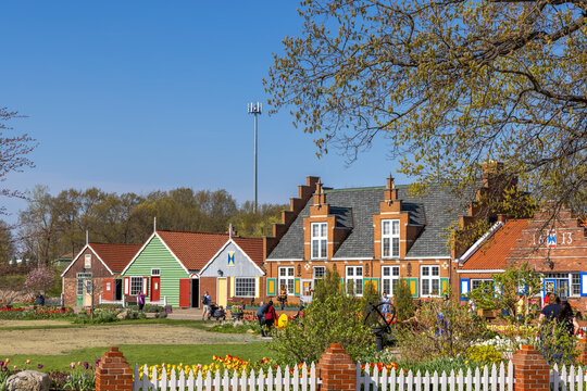 Dutch style architecture shops at Windmill Island in Holland, Michigan