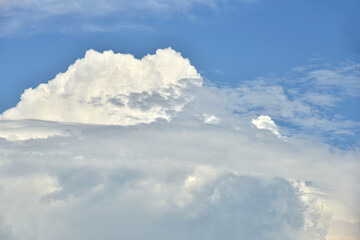 Beautiful white clouds on blue sky background.