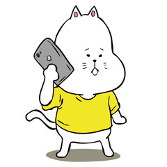 スマホで電話する猫