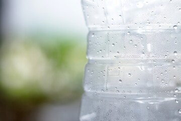 Water droplets in plastic bottles