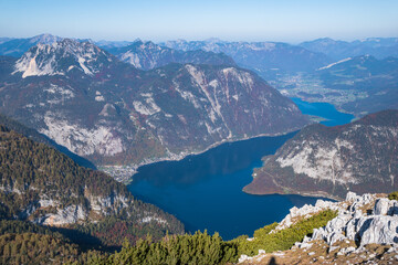 Beautiful view Hallstätter See (Hallstatt Lake) from  Mount Krippenstein - Obertraun, Austria