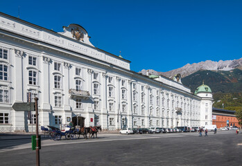 Innsbruck, Austria, October 2018 - side view of the Hofburg Palace at Innsbruck - obrazy, fototapety, plakaty