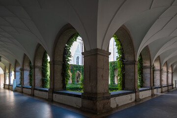 Fototapeta na wymiar Innsbruck, Austria, October 2018 - view of the cloister of Hofkirche 