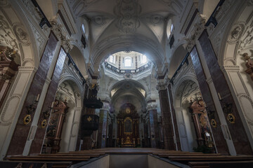 Fototapeta na wymiar Innsbruck, Austria, October 2018 - details of the main nave of Jesuitenkirche Innsbruck (Jesuit Church Innsbruck )