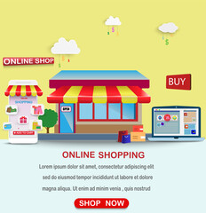 Digital marketing on app smart phone or Website.Mobile application,package,delivery,Vector concept marketing and Shopping online. © Teerayut