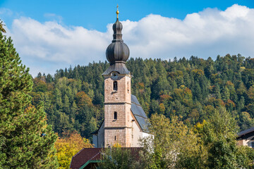 Beutiful view of Wallfahrtskirche St. Leonhard, a catholic church at Gartenau - Gartenau, Austria