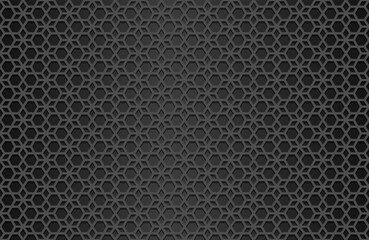 Abstract. Geometric arabic seamless pattern black background. Light and shadow. vector.