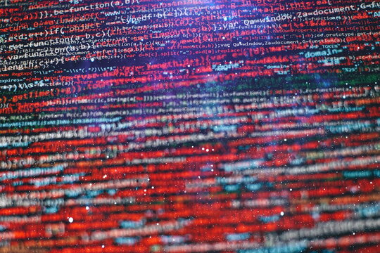 Code on the Laptop Display Closeup Photo. Modern tech. Innovative startup project.