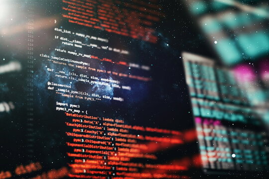 Code on the Laptop Display Closeup Photo. Modern tech. Innovative startup project.