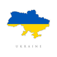 Simple Map Of Ukraine With Flag Isolated On White Background. Vector Illustration. Ukraine flag in form of map. Ukraine. National flag and map concept. Vector illustration.