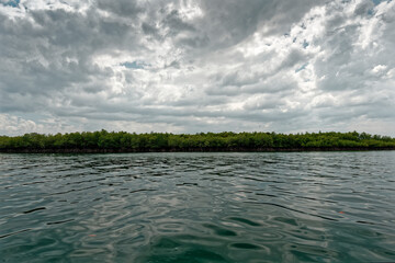 A group of clouds in the sky at sunny afternoon over the ocean scenic view
