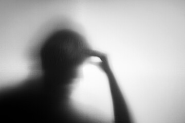 Conceptual Photo. Motion Blurred image. Silhouette of Senior Elderly Person who as Parkinson or Alzheimer Disease. Memory Loss from Dementia. Brain Function Decline - obrazy, fototapety, plakaty