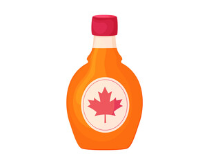 Maple syrup in cartoon style. Isolated on white background. Canadian cuisine. Traditional food vector
