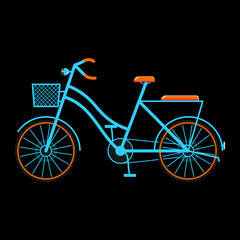 Bicycle on a black background  vector illustration. 