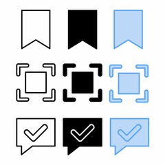 bookmark icon set with three style for presentation and social media