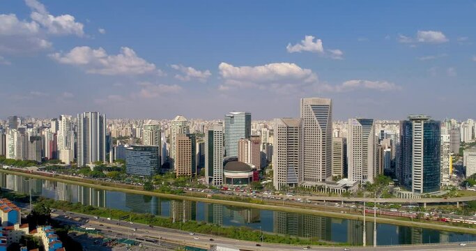 Aerial Sao Paulo City Marginal Pinheiros World Trade Center