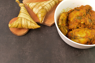 Malay traditional food called Ketupat rice or Ketupat Palas. Special menu during Eid Mubarak.