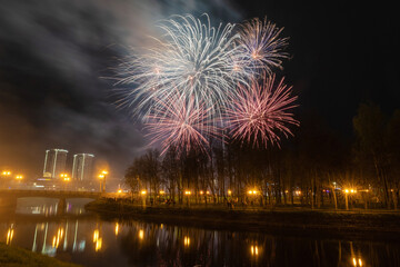 Festive salute in honor of the Victory Day, 09.05.2021, Ivanovo, Ivanovo region, Russia.