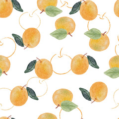watercolor orange fruit seamless pattern