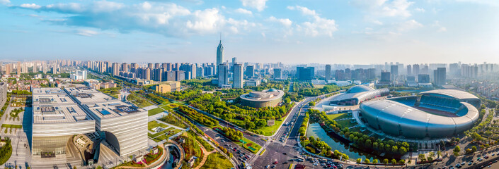 Aerial photography Changzhou city architecture landscape skyline