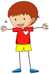 A happy boy doodle cartoon character isolated