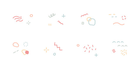 北欧風・幾何学模様の飾りのセット　イラスト　装飾　アイコン　手描き　素材　シンプル