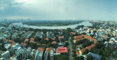 A panoramic photo over the skyscraper in Vietnam