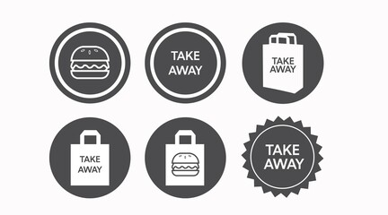 Take Away Food Icon Set. Vector Isolated Take Away Icon Set or Collection. 
