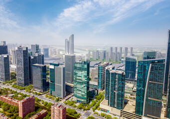 Aerial photography of the architectural landscape of the Hexi Central Business District in Nanjing