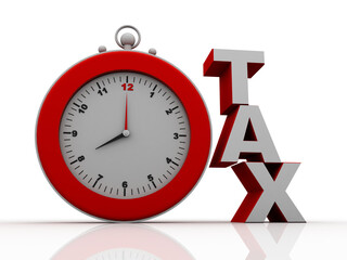 3d rendering Rising tax concept with stopwatch
