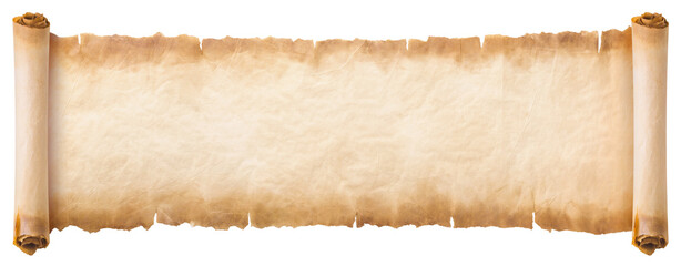old parchment paper scroll sheet vintage aged or texture isolated on white background - obrazy, fototapety, plakaty