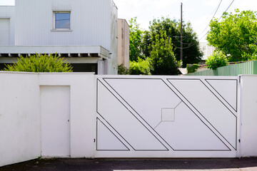 street sliding design portal suburb home and door white metal aluminum house gate access modern