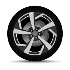 Car wheel. Tire with brake system