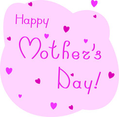 Mother's day pink vector banner with hearts.