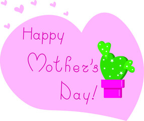 Fototapeta na wymiar Pink heart-shaped banner for mother's day with a lovely succulent. 