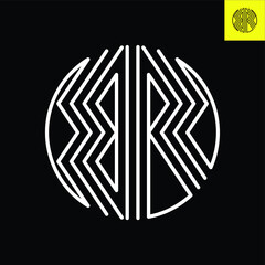Two Letter Logo.
Logo letters of circular letter B and R, monogram in stripes retro line art style. 
A letter designs in Eps 8.