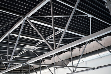 Industrial roof steel frame construction Lightweight Steel Frame Building ventilation tube on background