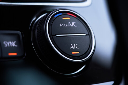Car air conditioning system. Air condition switched on maximum cooling mode