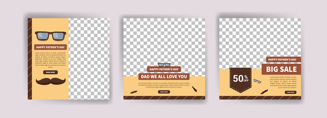 Happy Father's Day. Father's day big sale. Banner vector for social media ads, web ads, business messages, discount flyers and big sale banners.